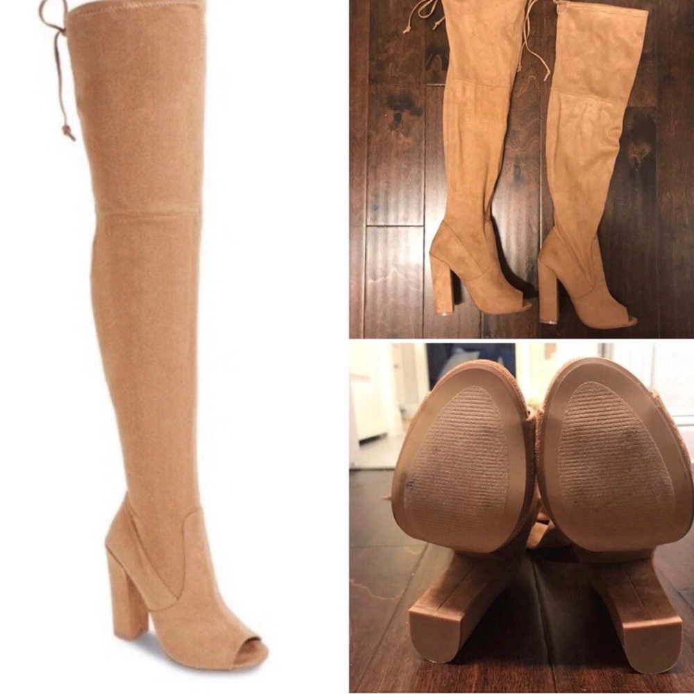 Over the knee beige boots